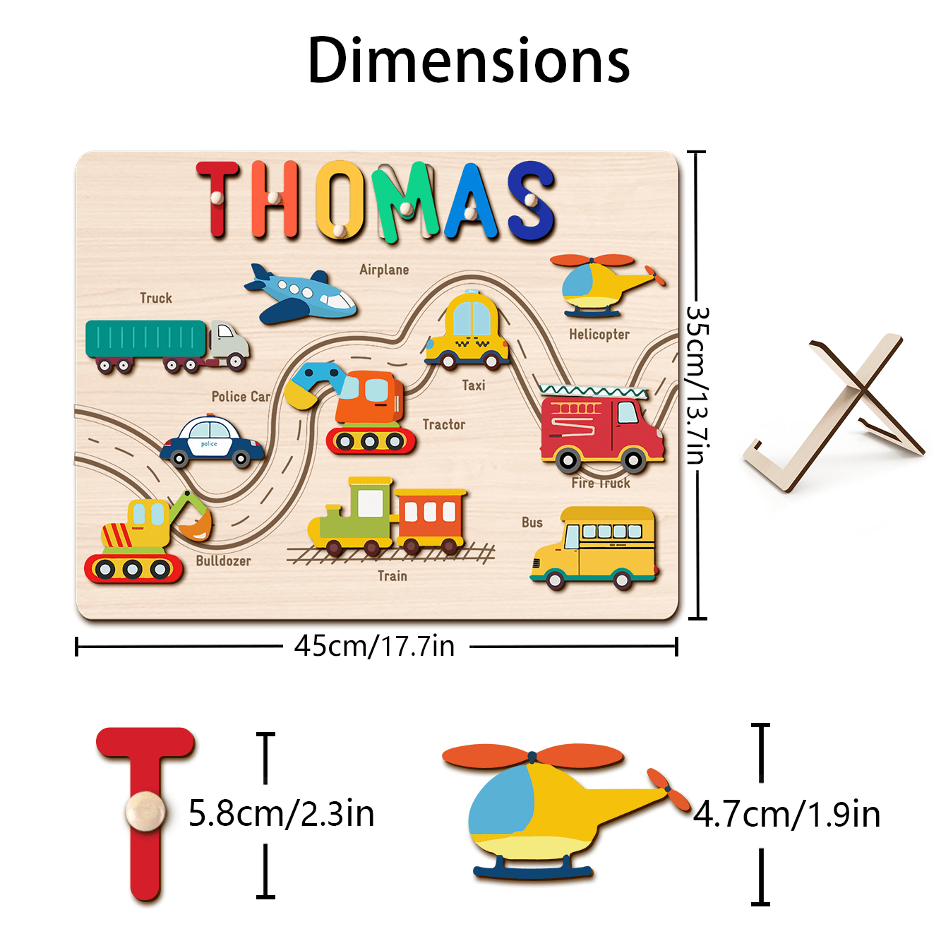 Personalized Transportation Name Puzzle - Size