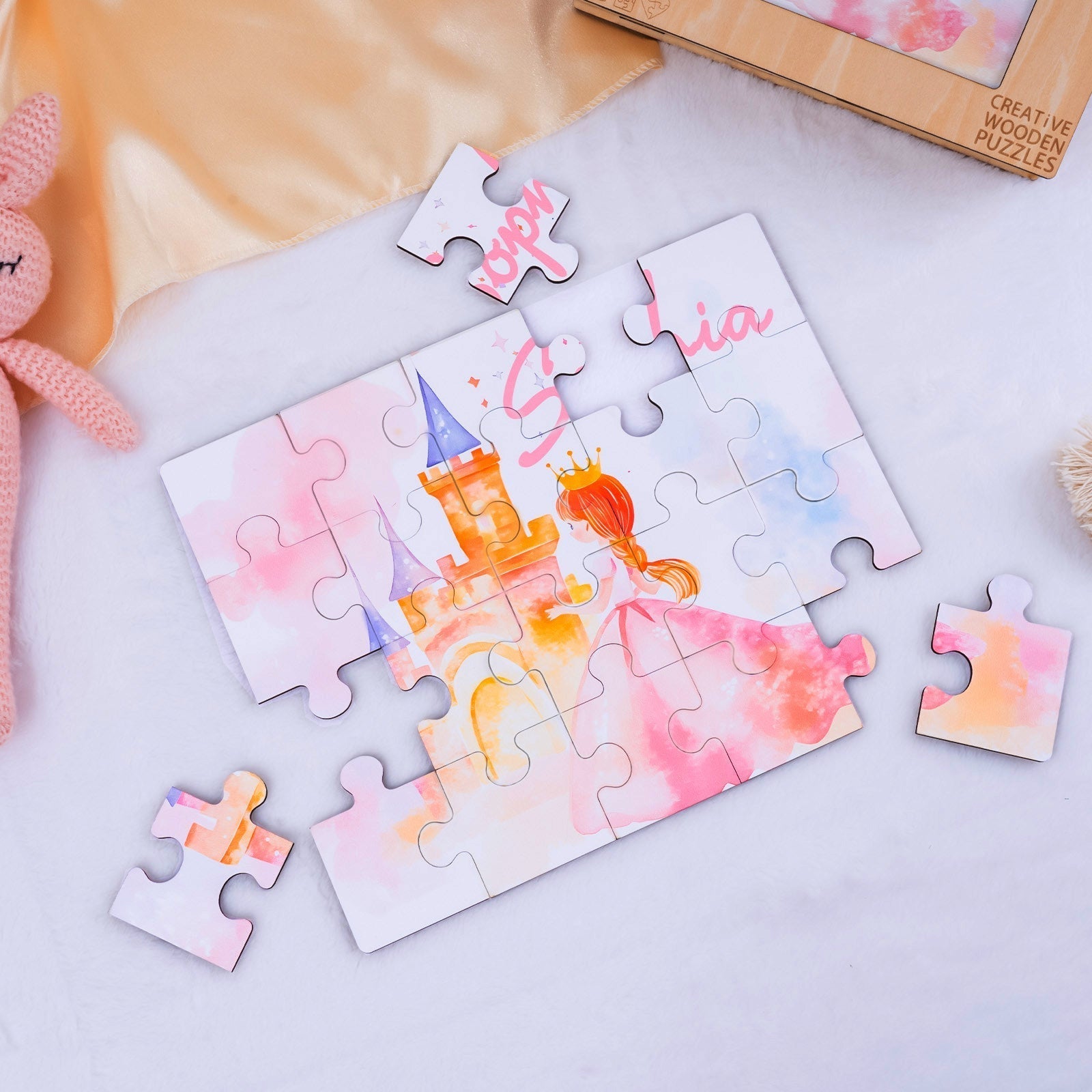Personalized Wooden Baby Name Jigsaw Puzzle - Fairy Tale Princess