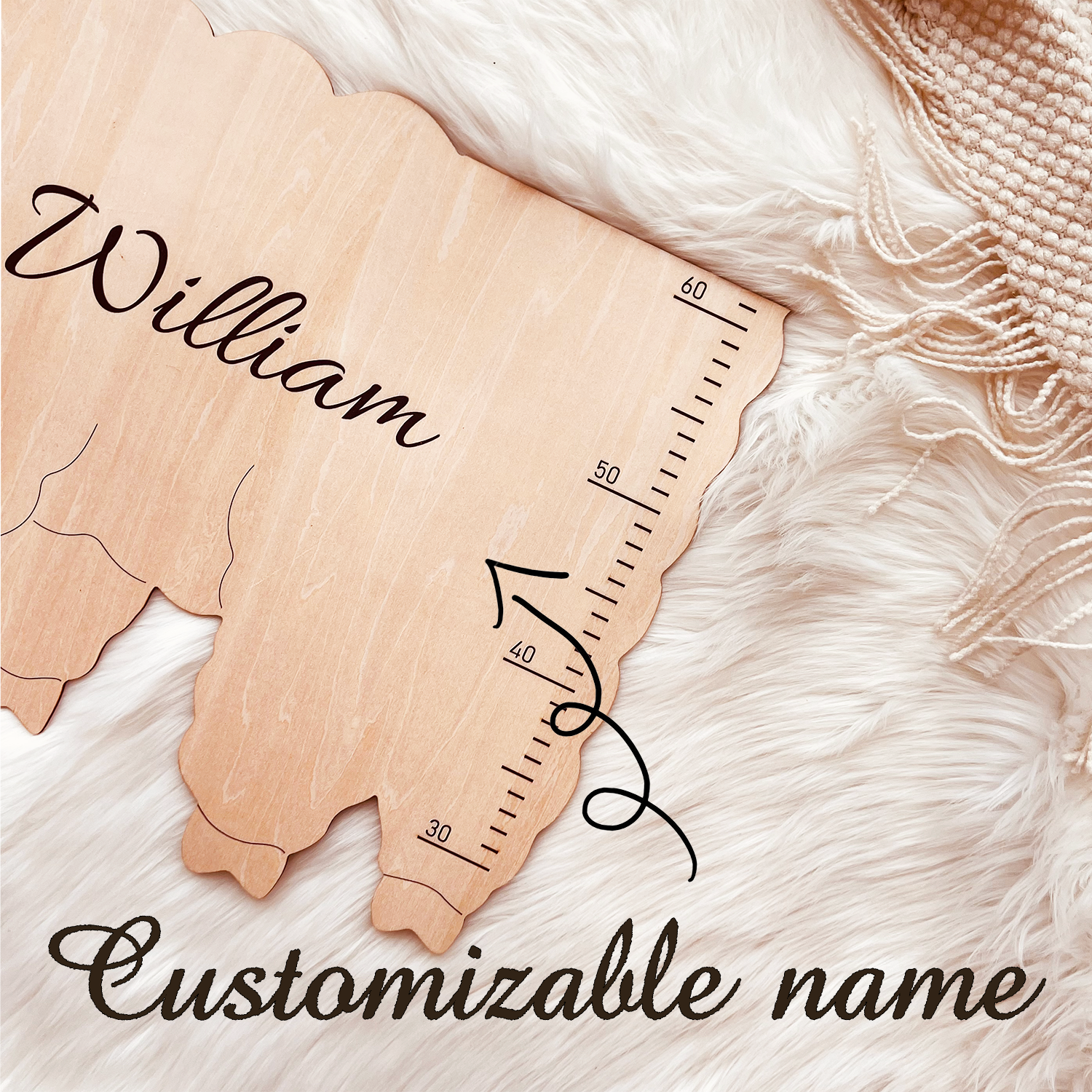 Personalized Wooden Baby Growth Chart - Name Custom