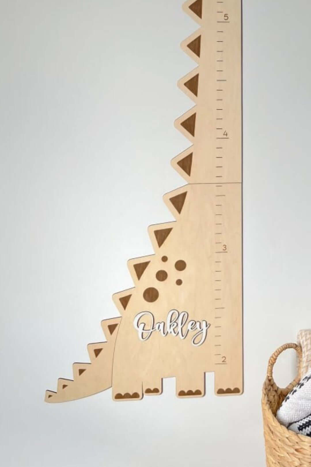 Name Custom Wooden Dinosaur Baby Height Growth Chart Ruler