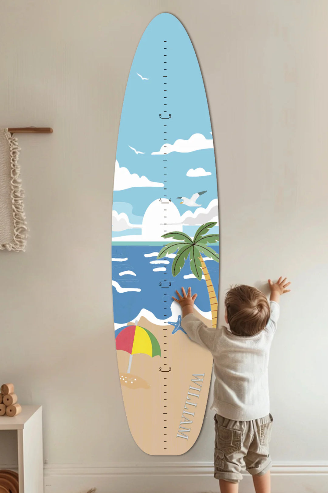 Surf Boared Ruler Personalized Wooden Dinosaur Growth Chart Height Ruler for Kids – kidenbaby