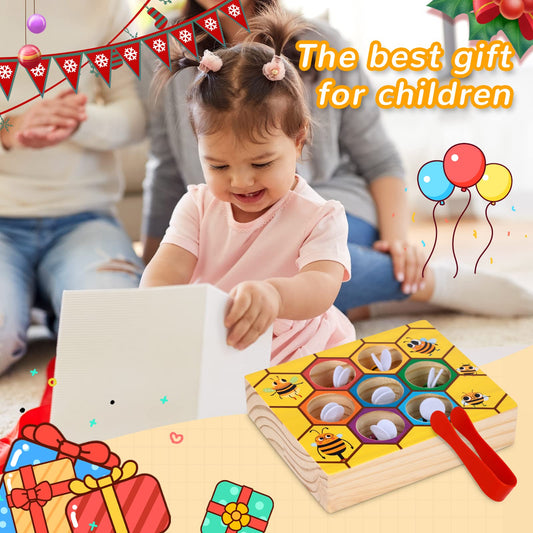 Montessori Beehive Matching Game Colour Recognition - Toy Gifts for Kids