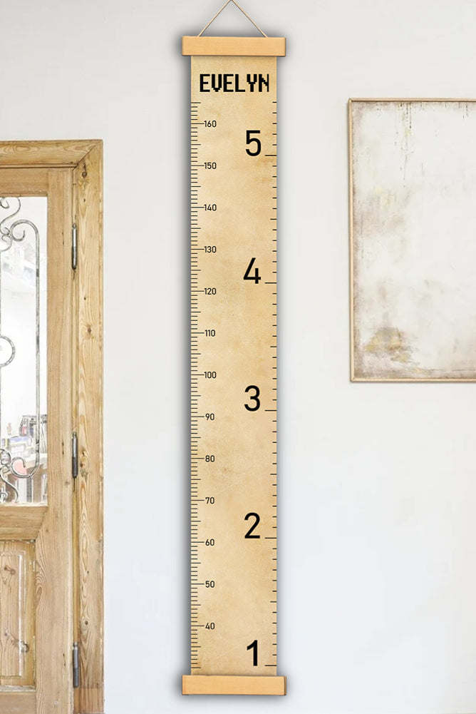 Personalized Vintage Style Hanging Canvas Height Ruler