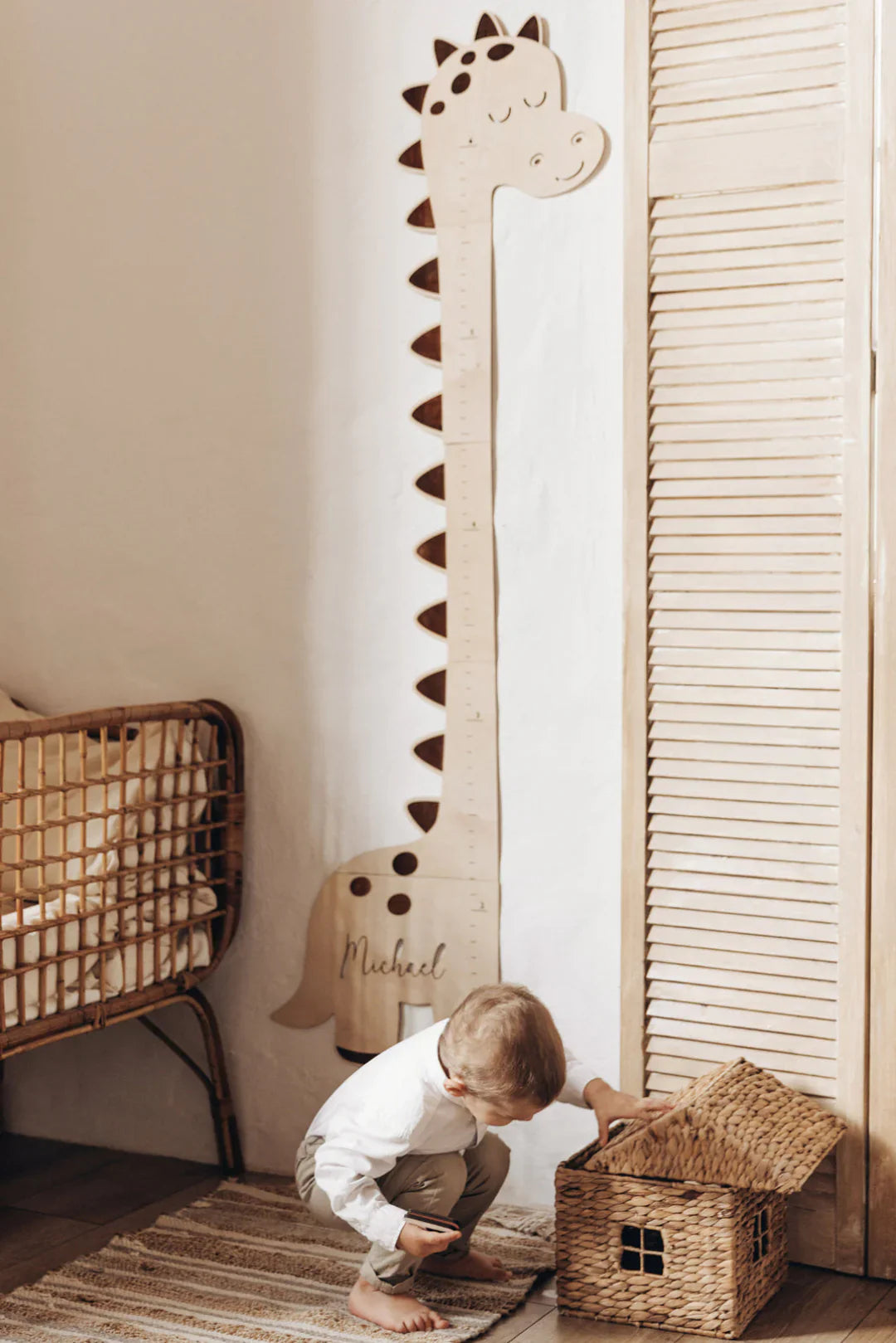 Personalized Wooden Baby Name Growth Chart - T-rex