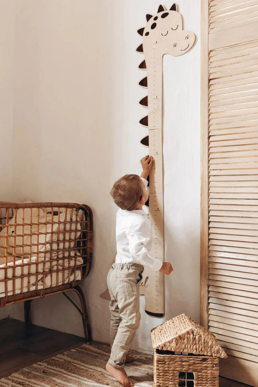 Personalized Wooden Baby Name Growth Chart - T-rex