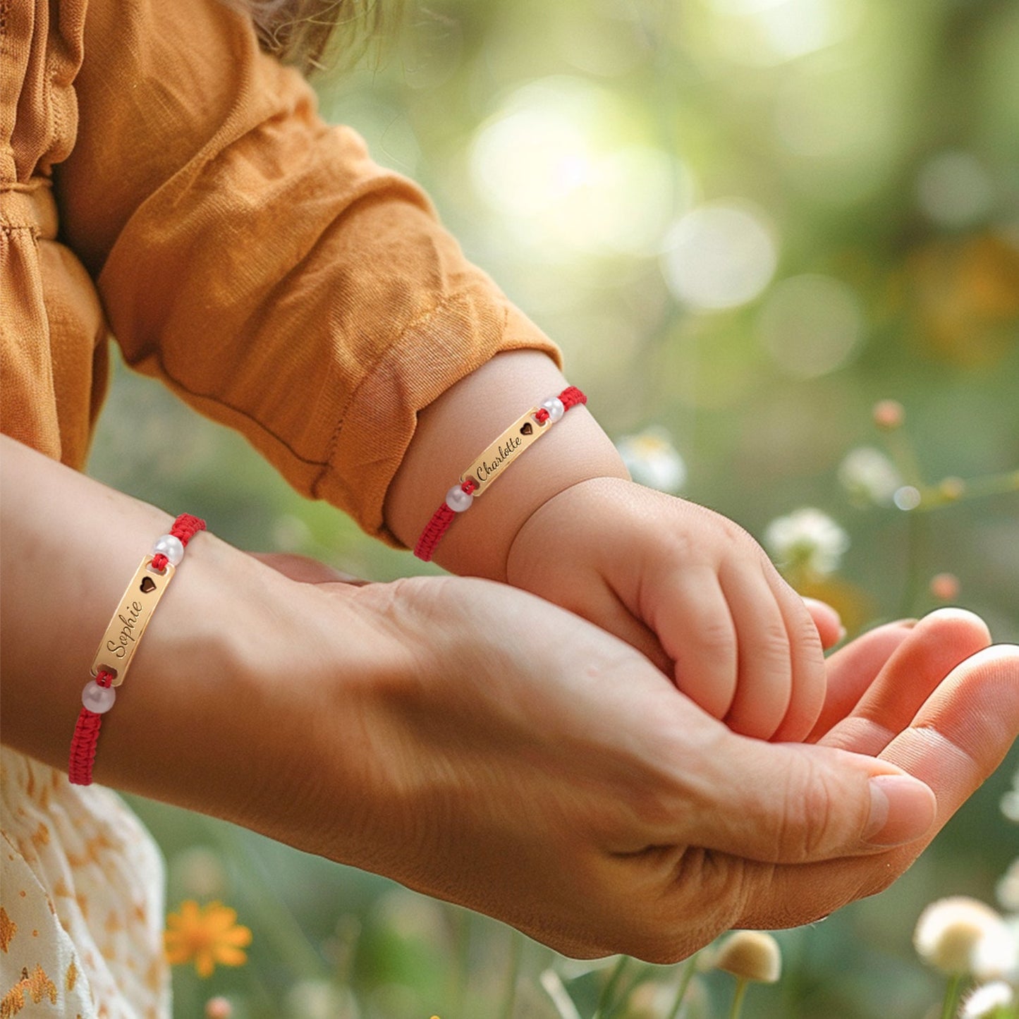 Hand-woven Red Cord Personalized Name Bracelet for Girls