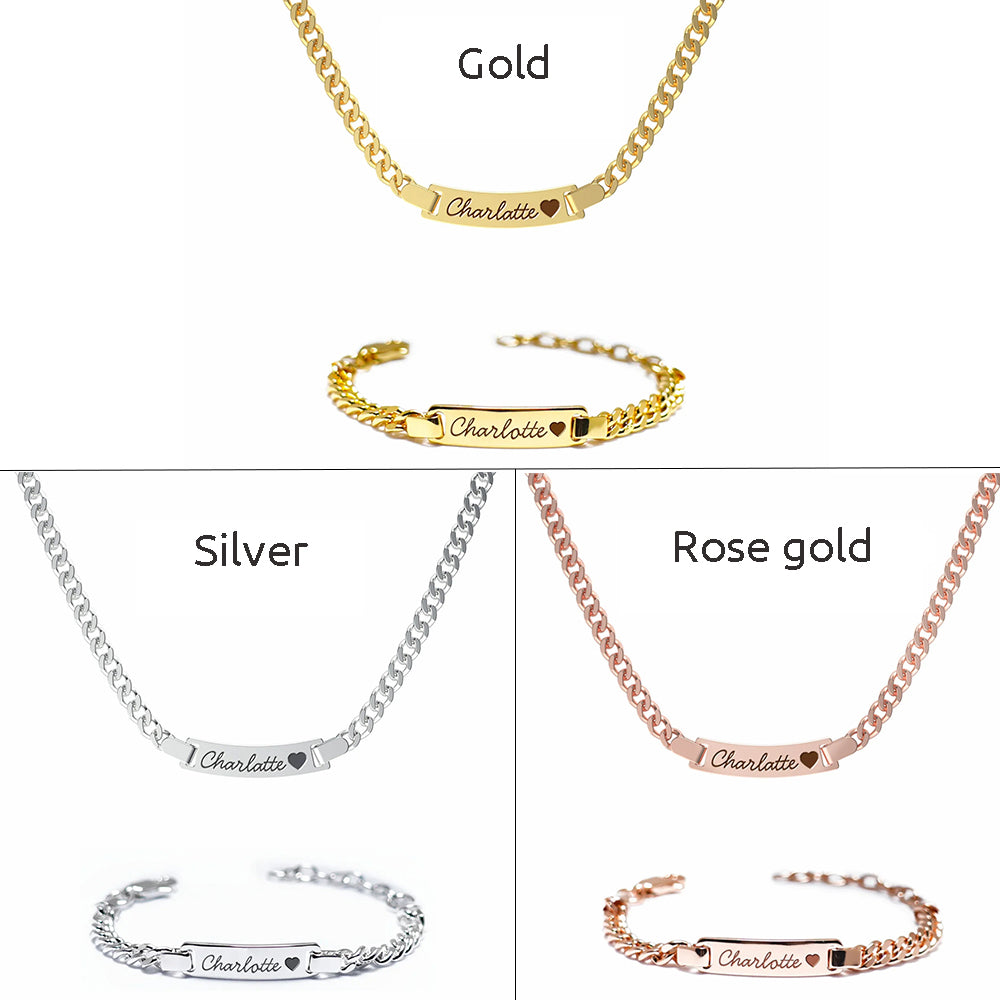 Personalized Baby Name Birthstone Bracelet and Necklace Set