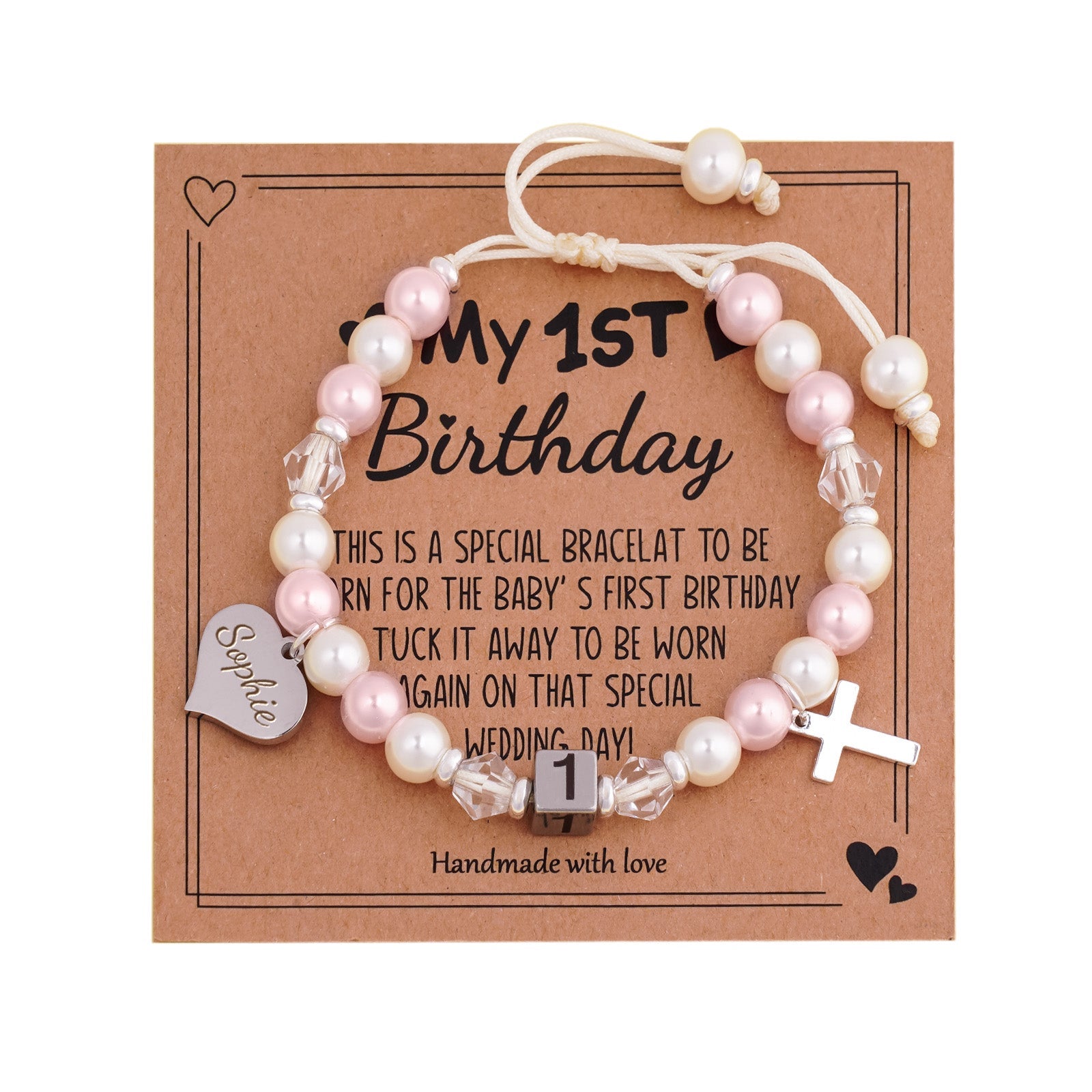 Personalized Name Baby 1st Birthday Bracelet