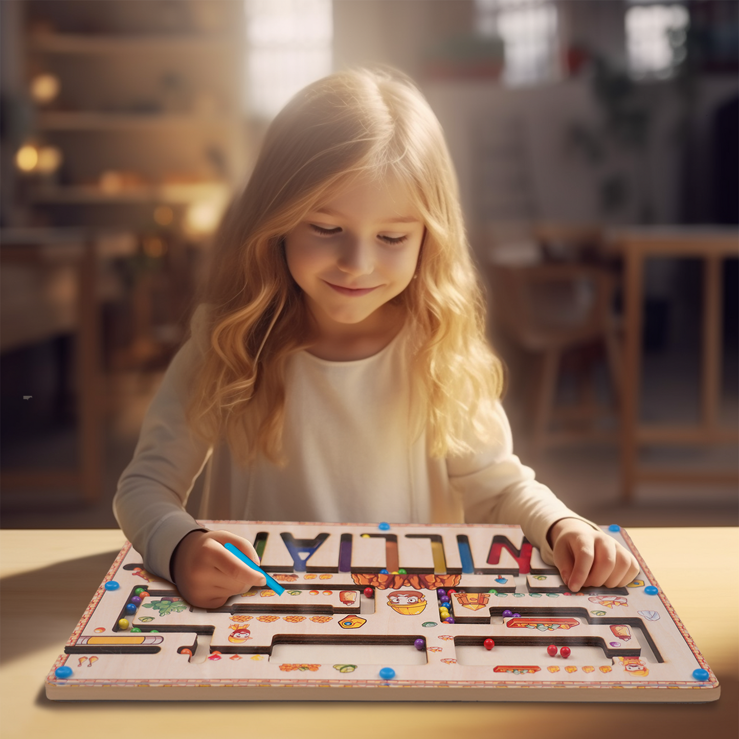 Personalized Wooden Magnetic Maze With Baby Name