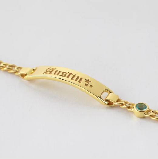 baby engraved birthstone bracelet