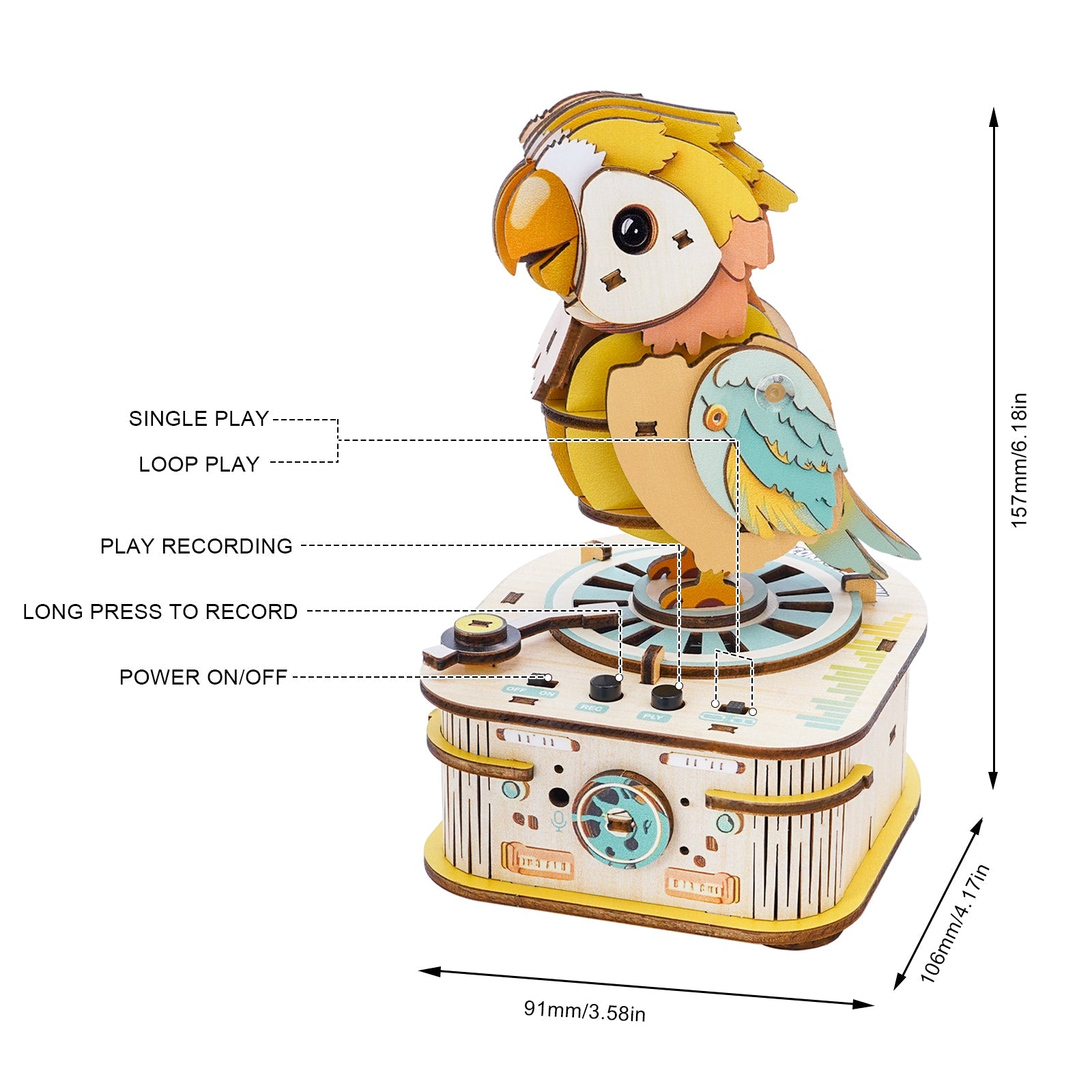 Echo Parrot – 3D DIY Wooden Puzzle Recorder
