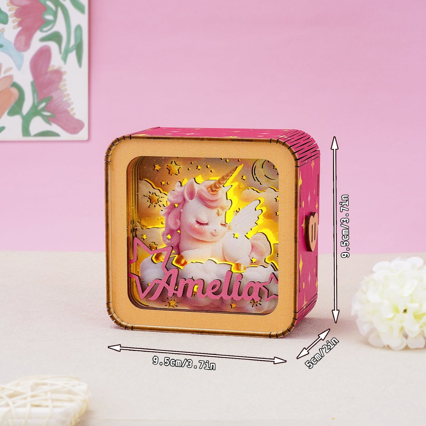 Personalized 3D Wooden Puzzle Baby Night Light - Unicorn