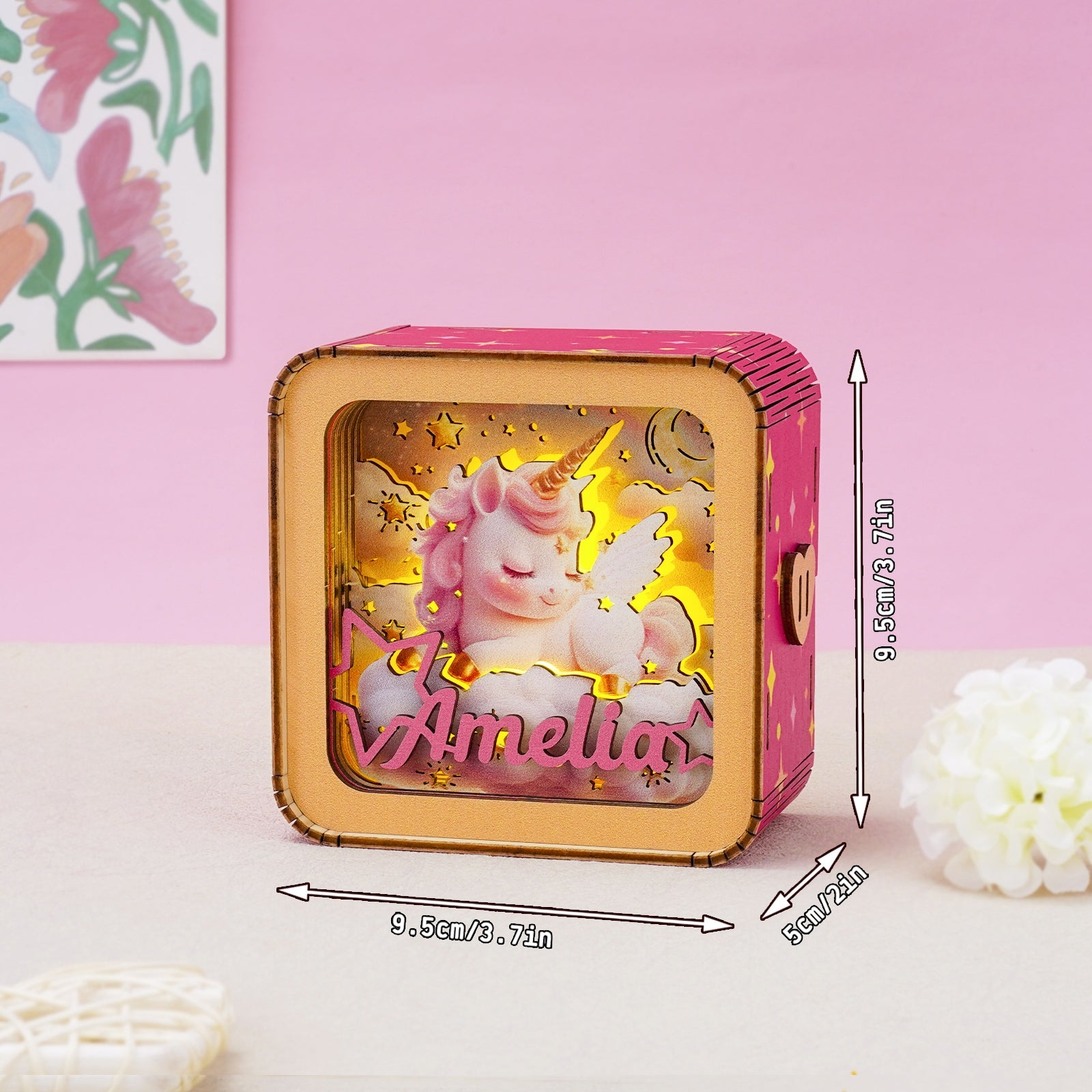 Personalized 3D Wooden Puzzle Baby Night Light - Unicorn