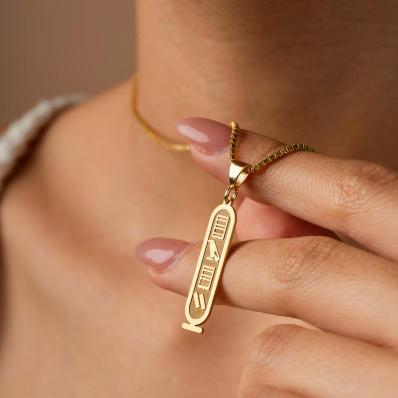 Personalized Egypt Cartouche Symbols Name Necklace