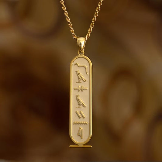 Personalized Egypt Cartouche Symbols Name Necklace