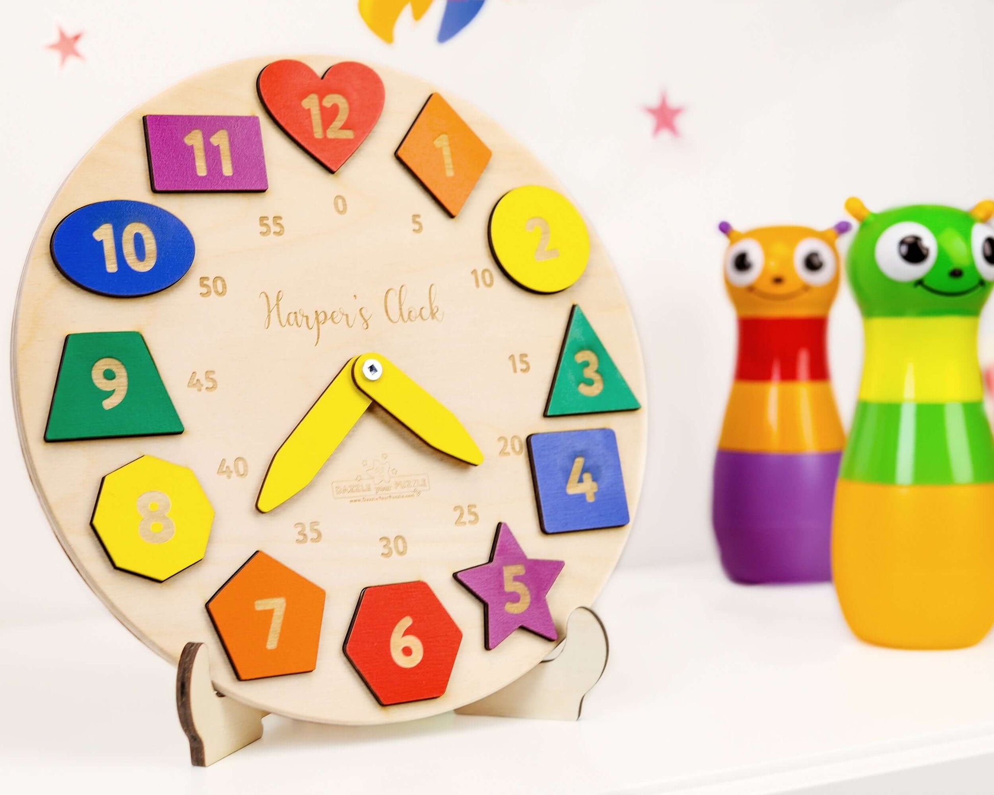 Personalized Wooden Name Clock For Kids