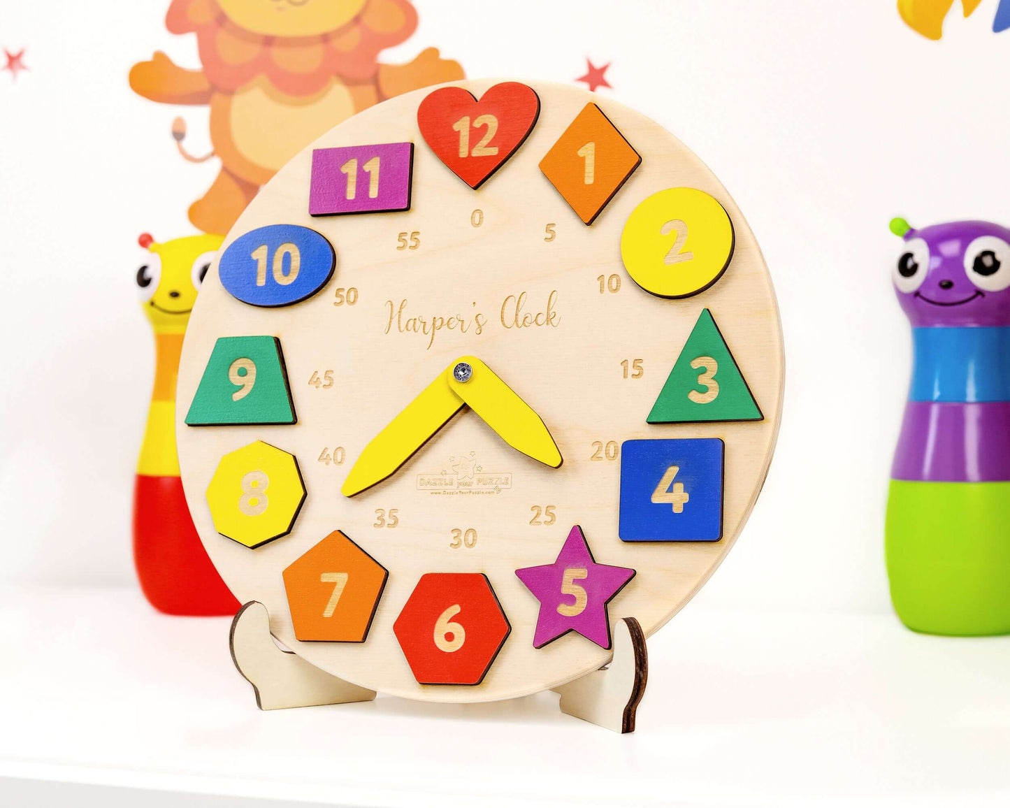 Personalized Wooden Name Clock For Kids