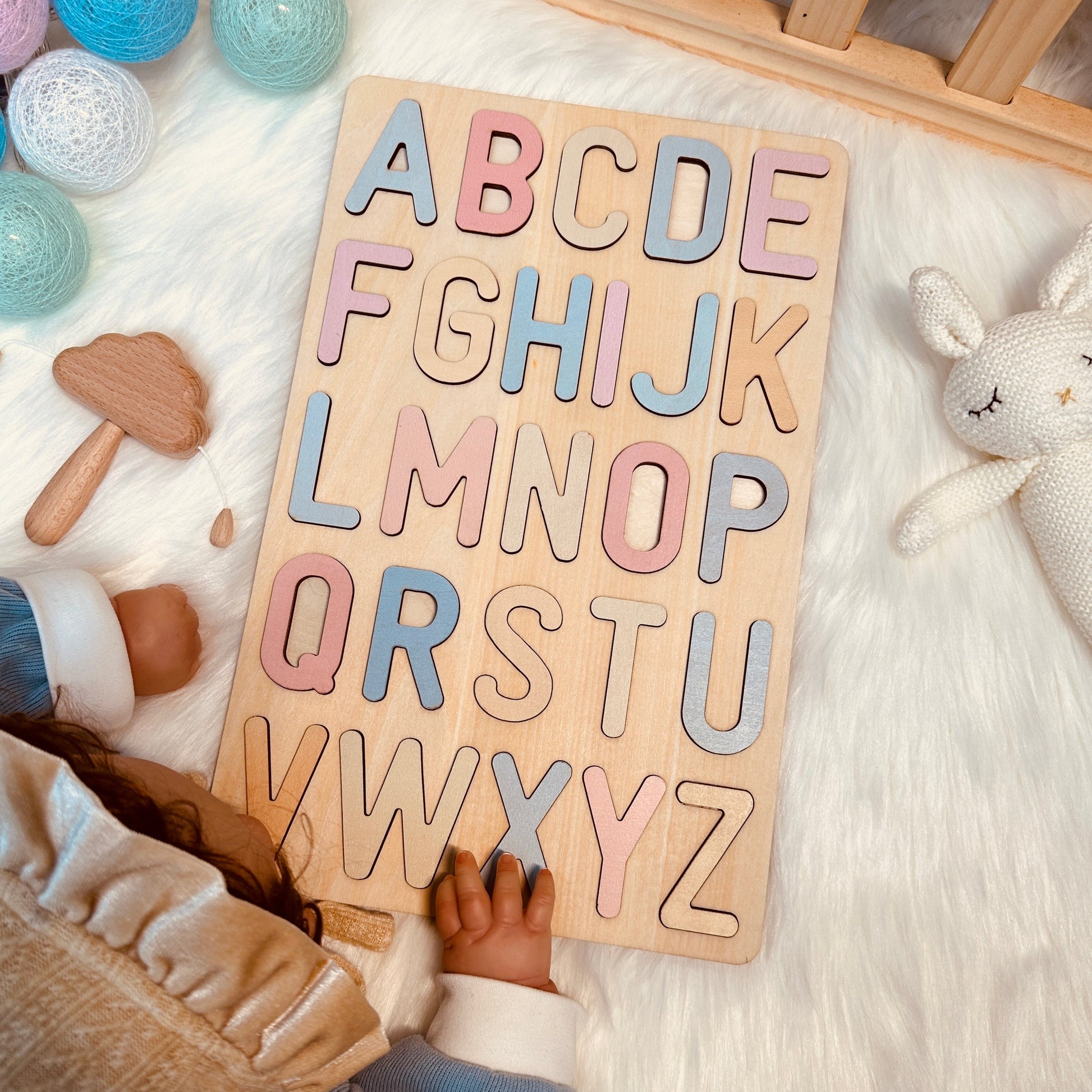 Wooden Rainbow Alphabet Educational Puzzle