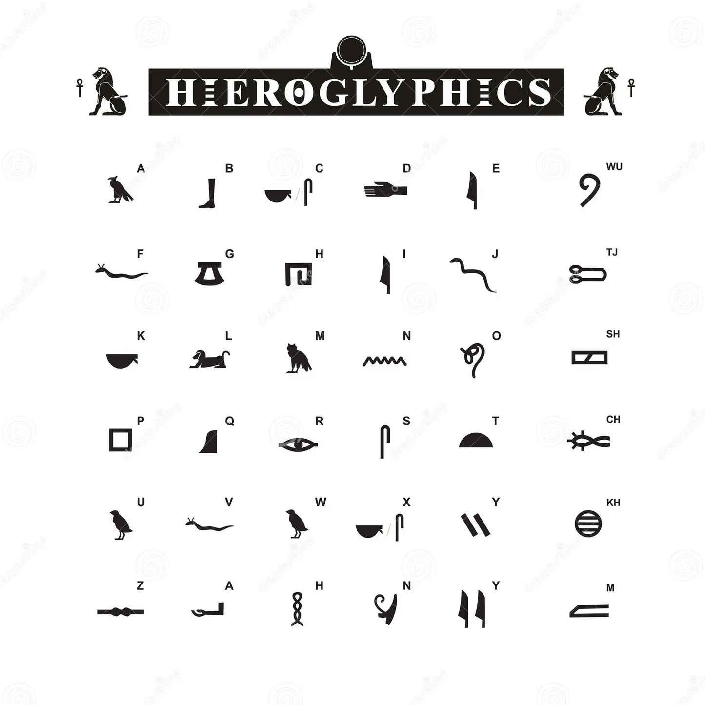 Personalized Egypt Cartouche Symbols Name Necklace