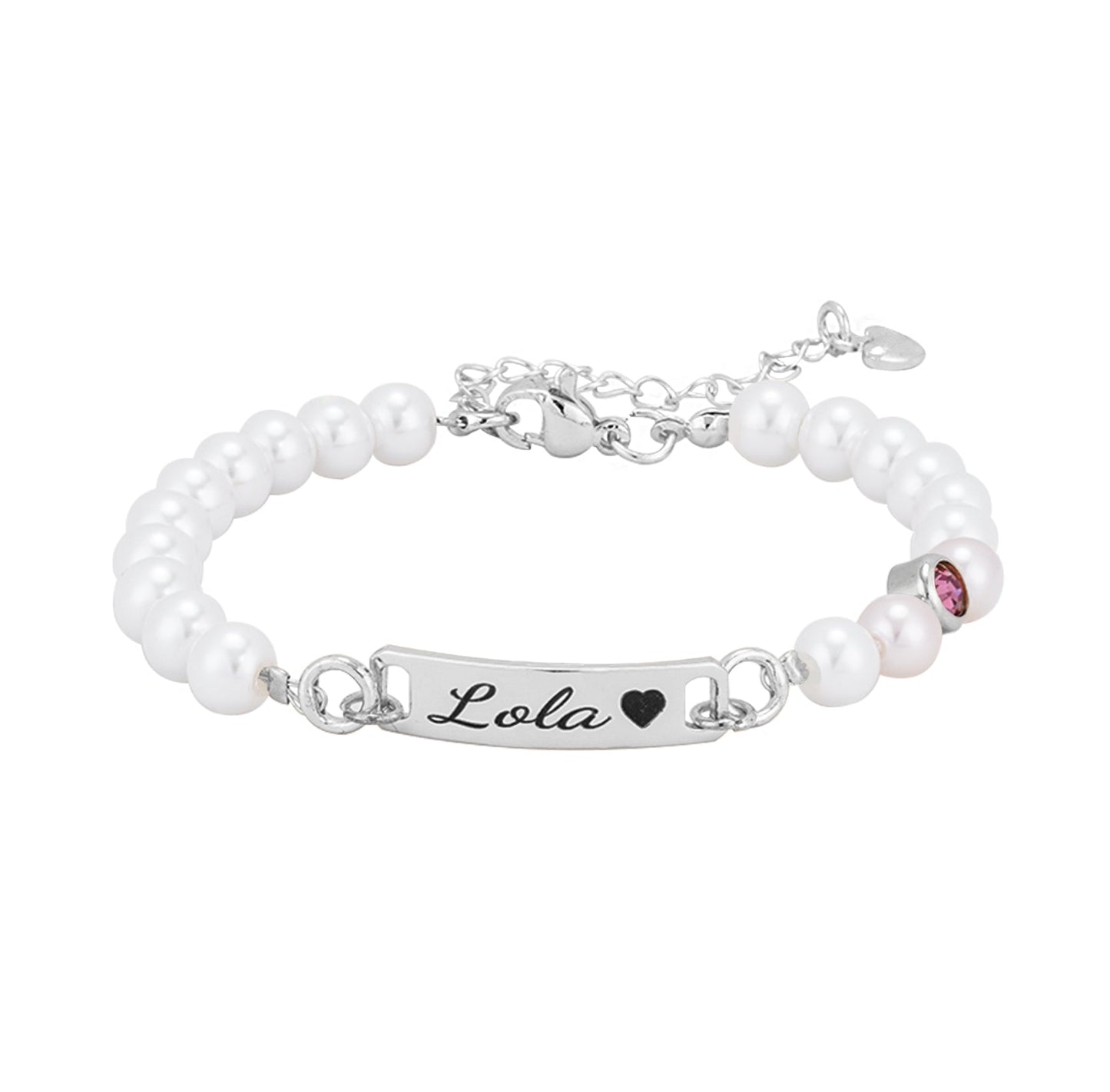 Personalized Baby Name and Birthstone Pearl Bracelet