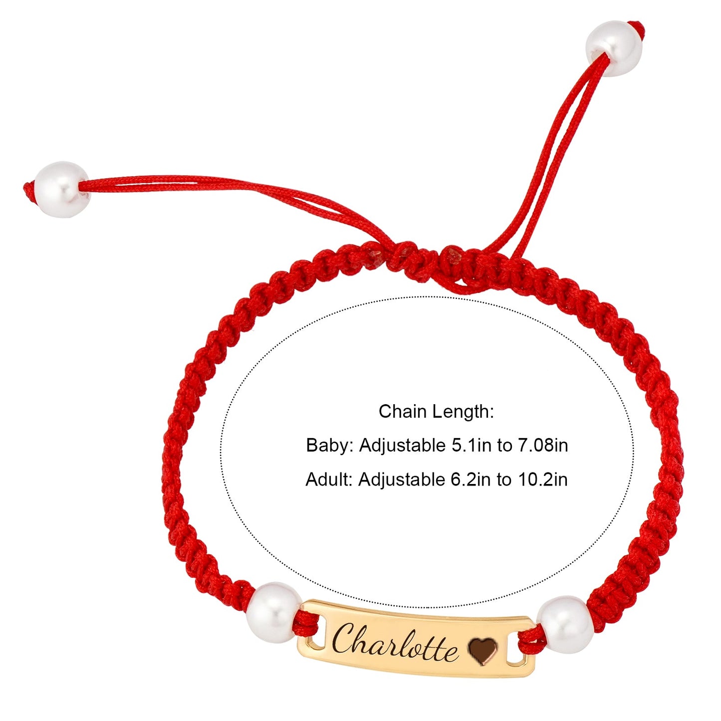 Hand-woven Red Cord Personalized Name Bracelet for Girls